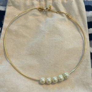 J. Crew Gold Necklace with Pearl Accents